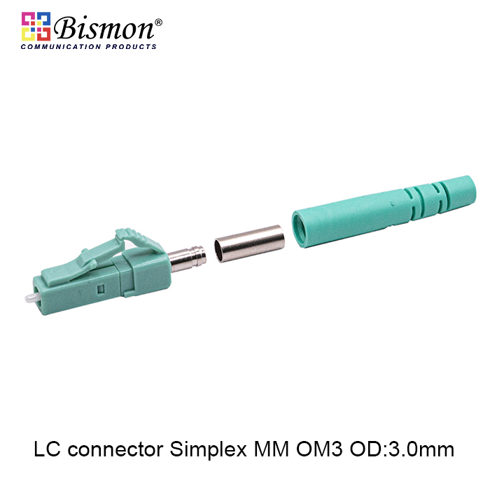 LC-Connector Simplex MM  Zirconia Ferrule (UPC) 3.0mm Boot Aqua color